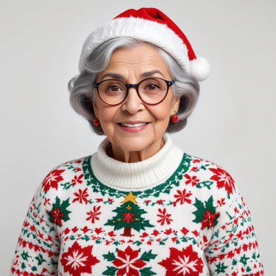 Smiling woman in christmas sweater
