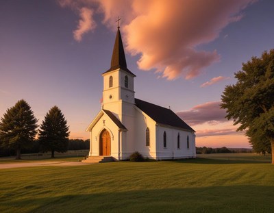 Sunset at a rural church