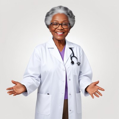 Friendly doctor with welcoming gesture