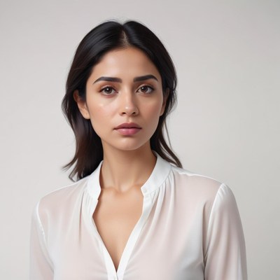 Young woman in white shirt posing