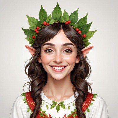 Cheerful elf in festive attire