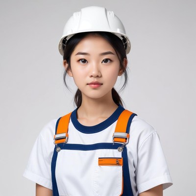 Young worker with safety gear in studio