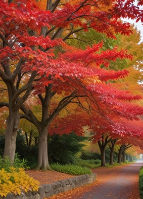 Fall foliage along a scenic pathway