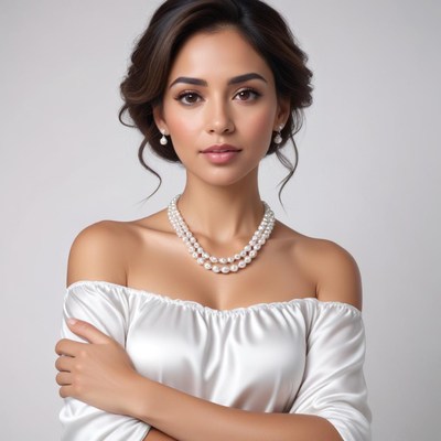 Elegant woman in pearl jewelry