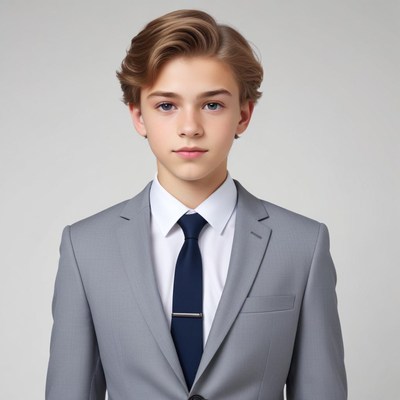 Young boy in formal suit portrait