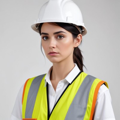 Young woman wearing safety gear