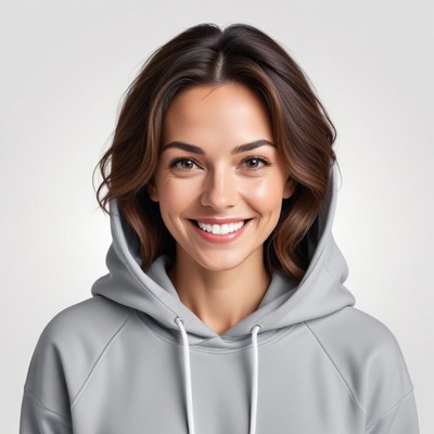 Smiling woman in casual hoodie