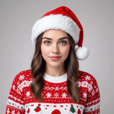 Festive woman in santa hat