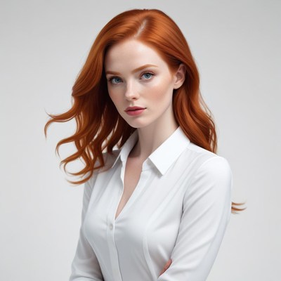 Model with red hair in studio
