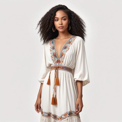 Elegant model in white dress