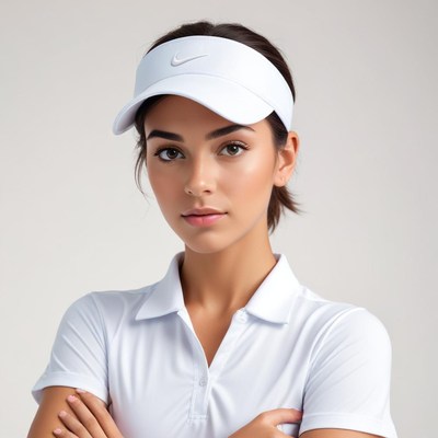 Sporty young woman in white attire