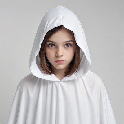 Mysterious girl in white cloak