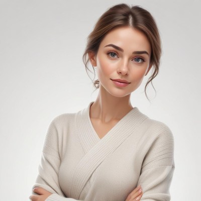 Confident woman in soft sweater