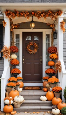 Fall decorations at cozy entrance