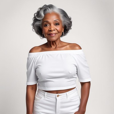 Senior woman showing confidence in studio