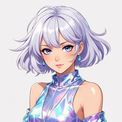 Stylish girl with silver hair