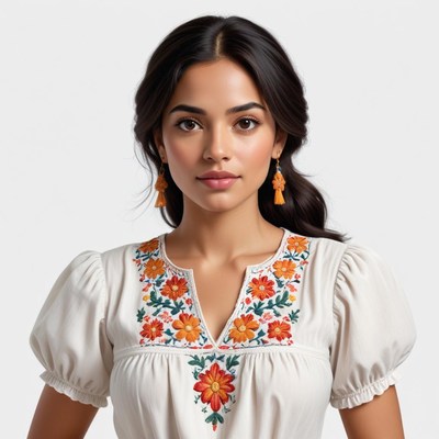 Fashionable embroidered blouse display