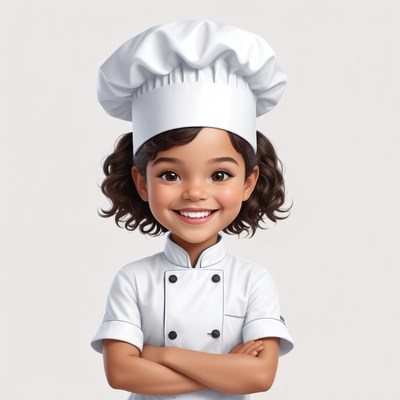 Young chef smiles confidently in chef's uniform