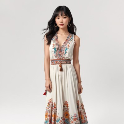 Beautiful woman posing in elegant dress