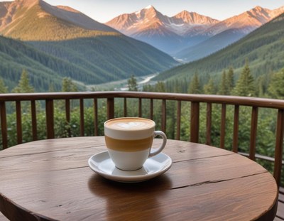 Scenic coffee moment in the mountains