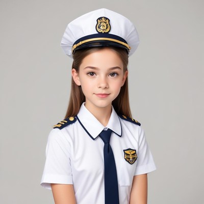 Young girl in pilot uniform