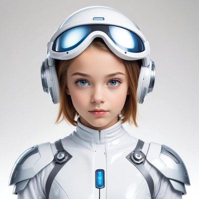 Futuristic girl in robotic suit