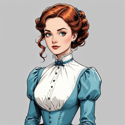 Elegant woman in vintage dress