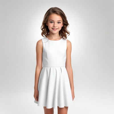 Girl in a white dress smiling