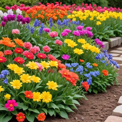 Colorful flower garden in spring
