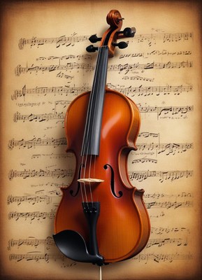Classic violin with sheet music