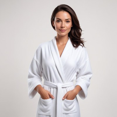 Relaxing moment in a spa robe