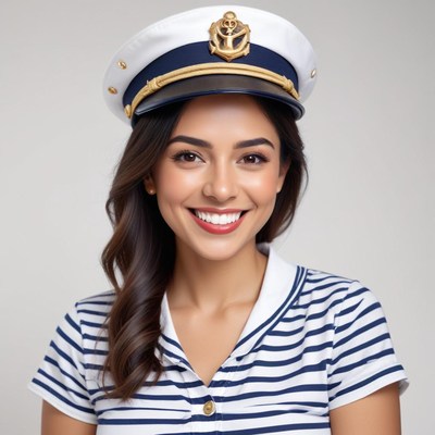 Smiling woman in sailor hat