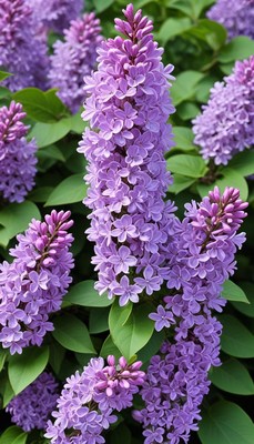 Purple lilacs in full bloom