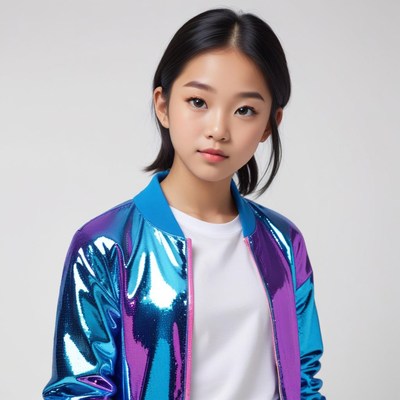 Stylish girl in bright jacket