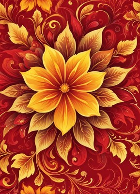 Colorful floral pattern with leaves