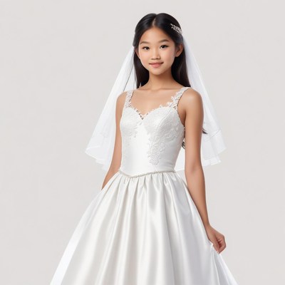 Young girl in a bridal dress