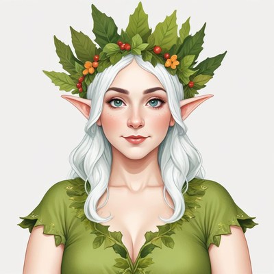 Enchanted forest spirit with floral crown