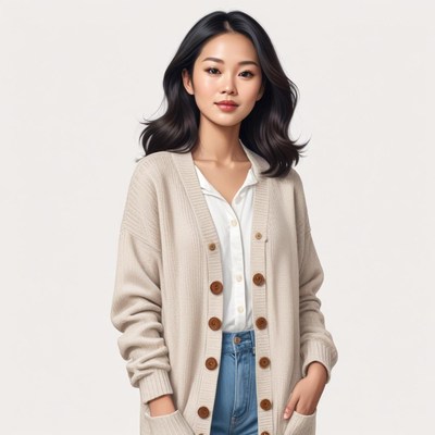 Warm sweater fashion portrait in neutral colors