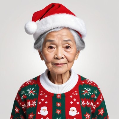 Smiling woman wearing christmas hat