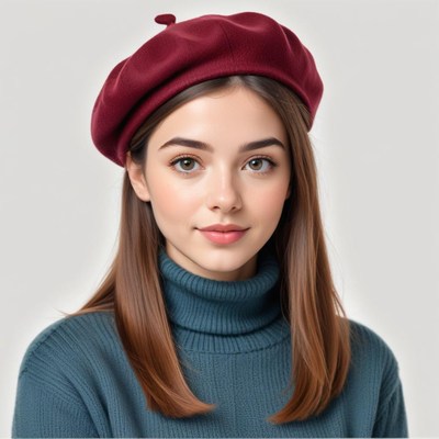 Young woman poses in stylish beret
