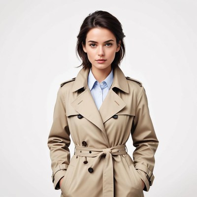Elegant woman in classic trench coat
