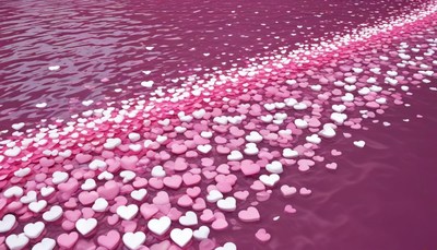Hearts floating on water surface