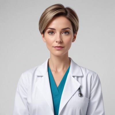 Female doctor in white coat