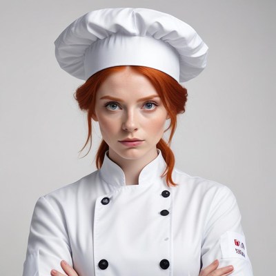 Young chef with fiery red hair