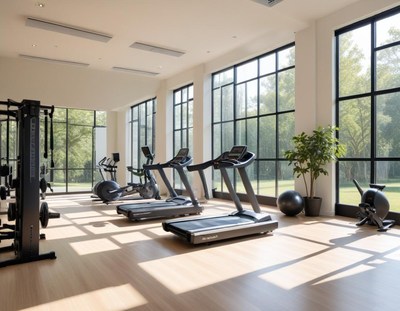Modern gym with large windows