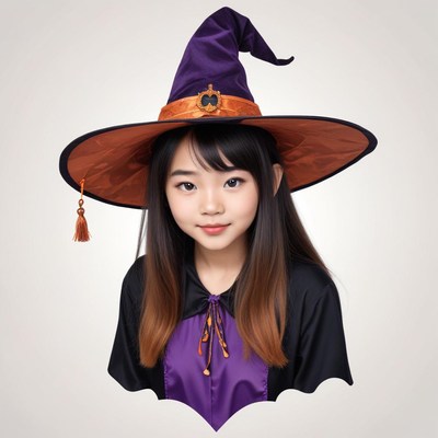 Young witch in halloween costume