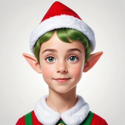 Young elf in festive attire smiling
