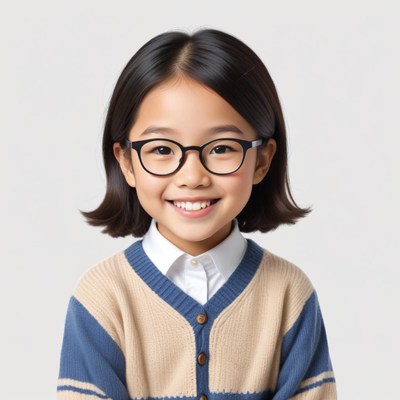 Smiling girl with glasses in casual sweater