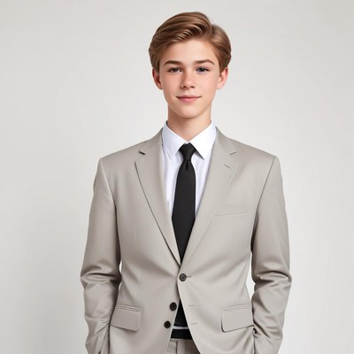 Stylish young man in gray suit