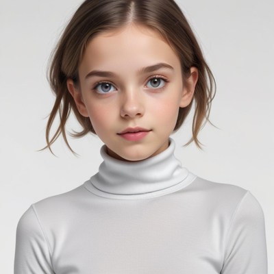 Young model in white turtleneck
